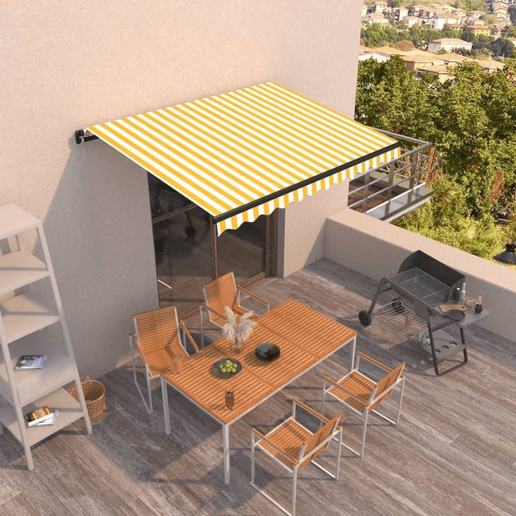 vidaXL Markise Manuell Einziehbar 350x250 cm Gelb und Weiß