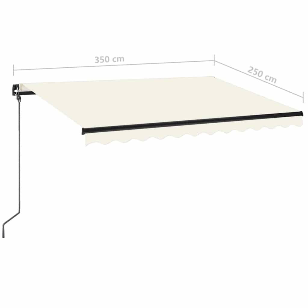 vidaXL Markise Manuell Einziehbar mit LED 350x250 cm Creme