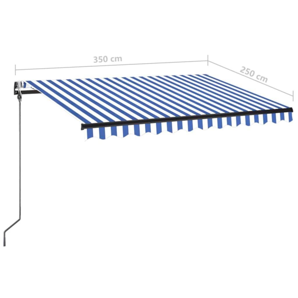 vidaXL Automatische Markise mit LED Windsensor 350x250 cm Blau Weiß