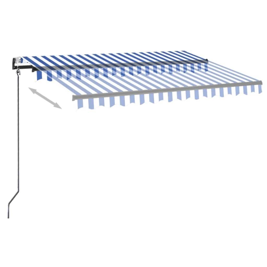 vidaXL Automatische Markise mit LED Windsensor 350x250 cm Blau Weiß