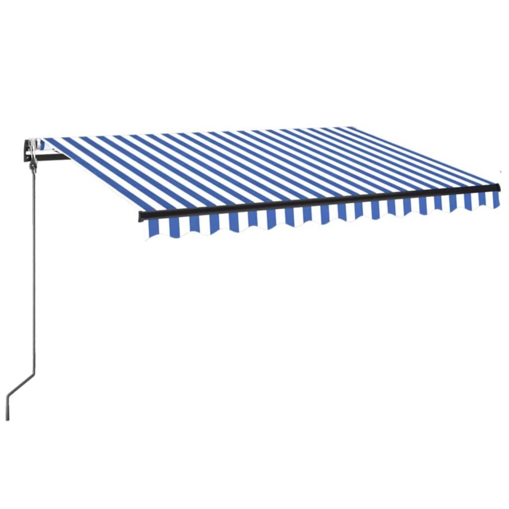 vidaXL Automatische Markise mit LED Windsensor 350x250 cm Blau Weiß