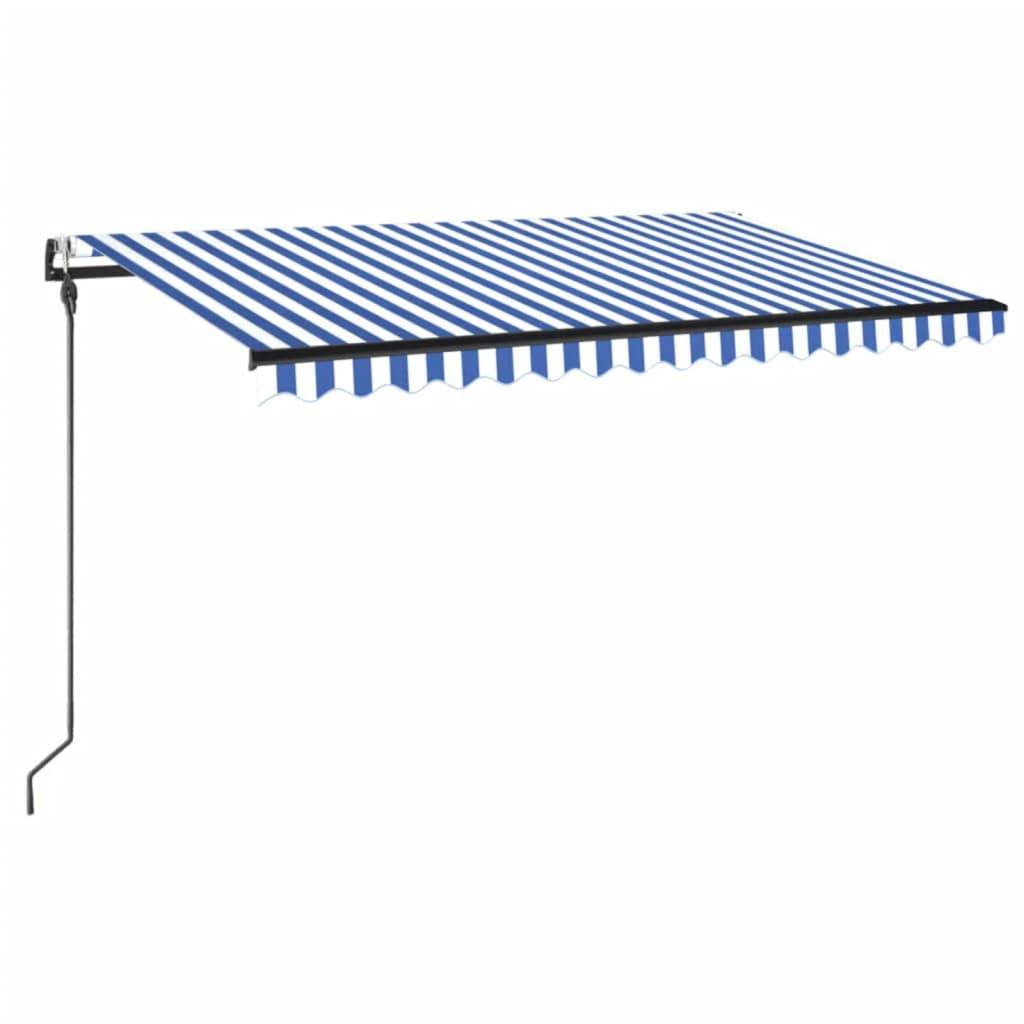 vidaXL Automatische Markise mit LED Windsensor 400x300 cm Blau Weiß
