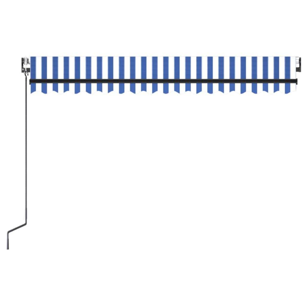 vidaXL Automatische Markise mit LED Windsensor 400x300 cm Blau Weiß