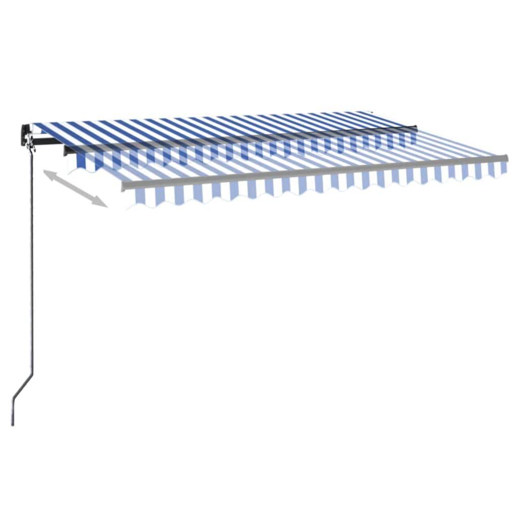 vidaXL Automatische Markise mit LED Windsensor 400x300 cm Blau Weiß