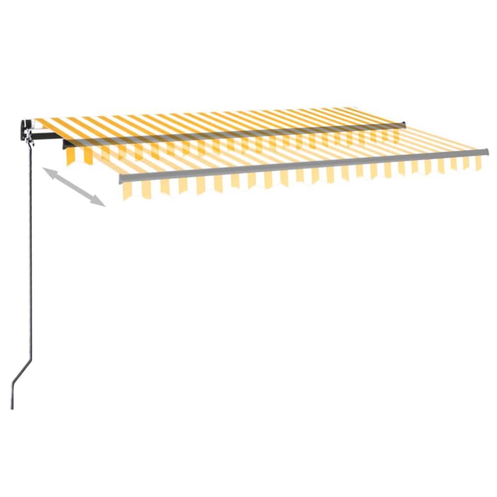 vidaXL Markise Manuell Einziehbar 450x300 cm Gelb und Weiß