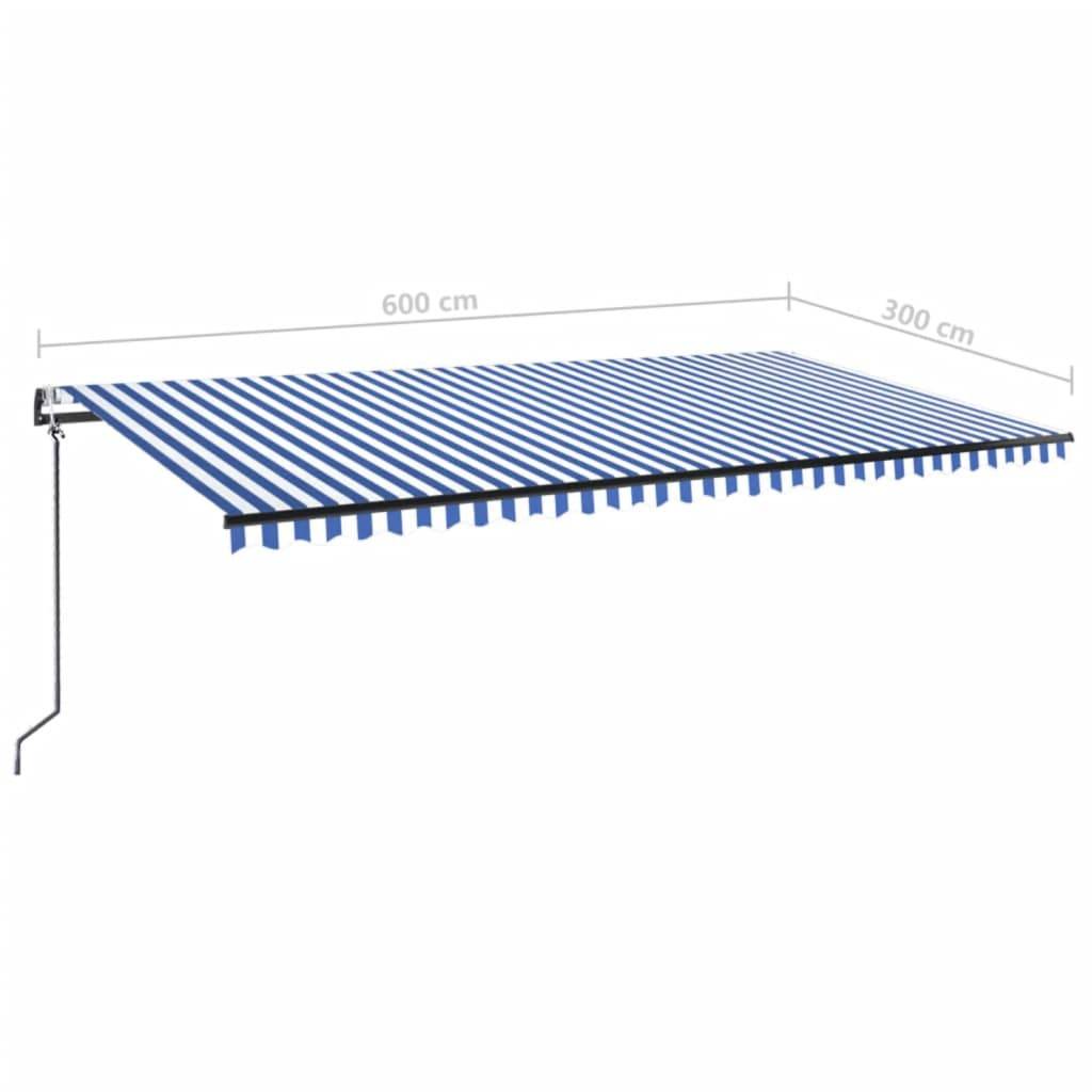 vidaXL Automatische Markise mit LED & Windsensor 600x300 Blau und Weiß