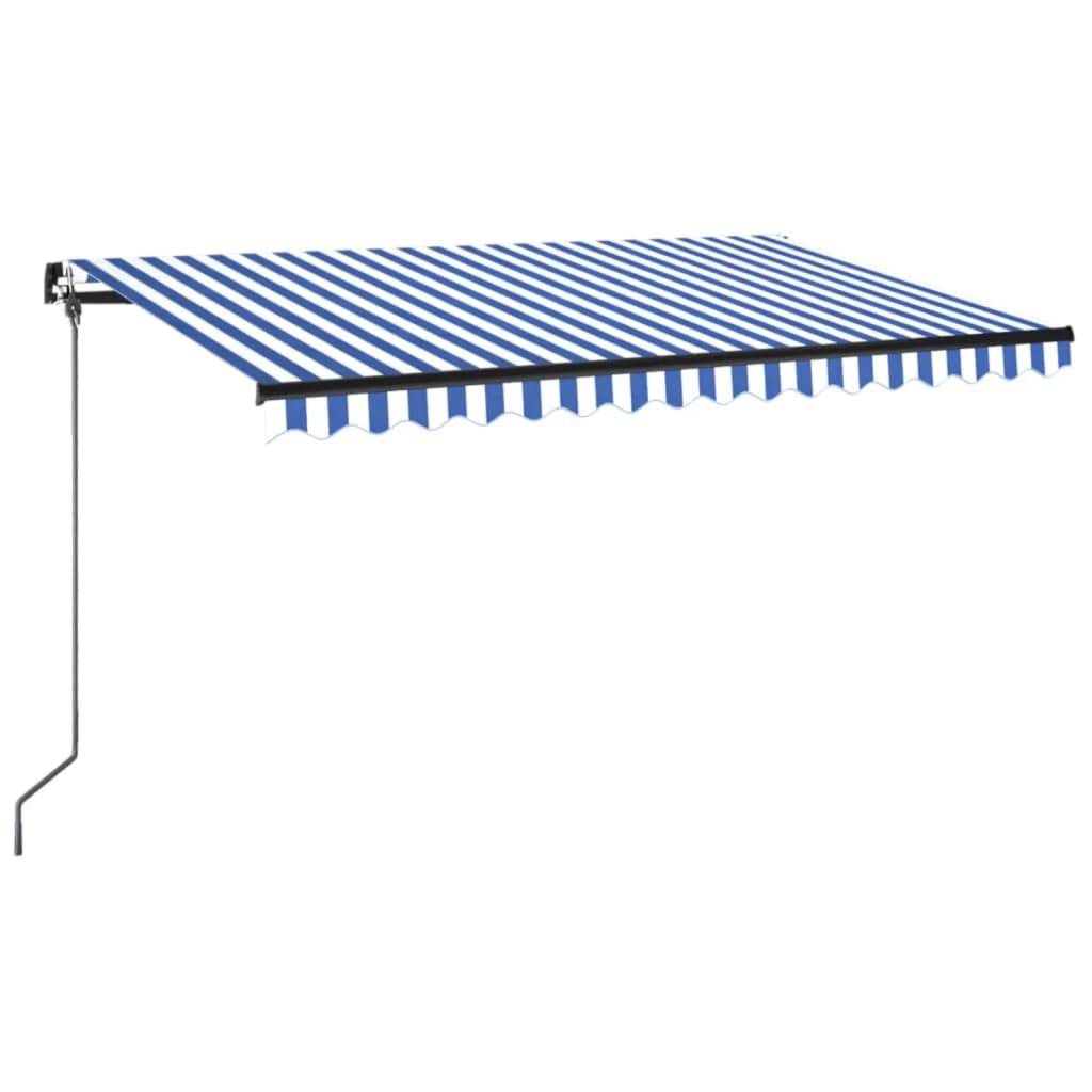 vidaXL Markise Manuell Einziehbar 400x350 cm Blau und Weiß