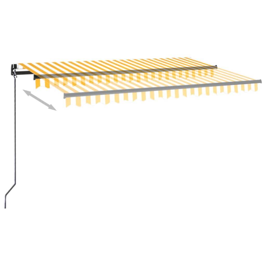 vidaXL Markise Manuell Einziehbar mit LED 400x350 cm Gelb & Weiß