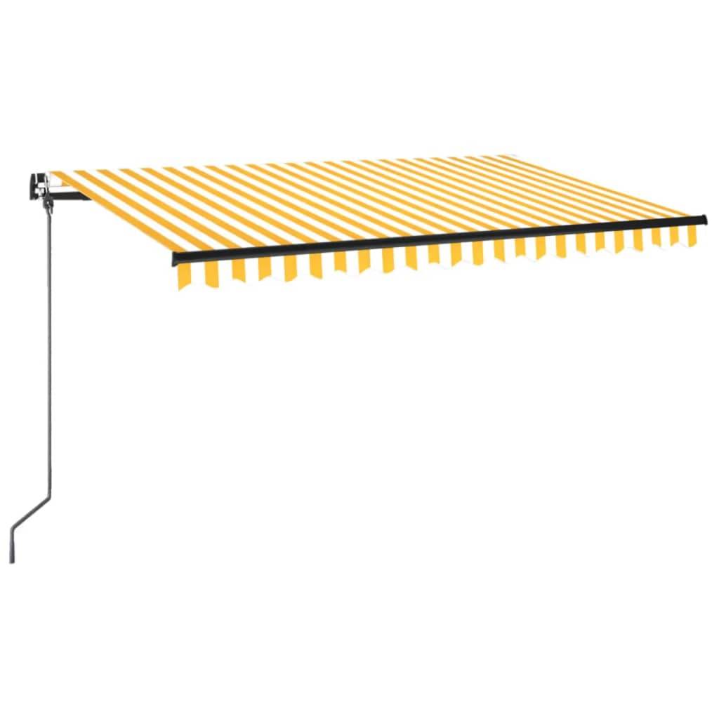vidaXL Markise Manuell Einziehbar mit LED 400x350 cm Gelb & Weiß