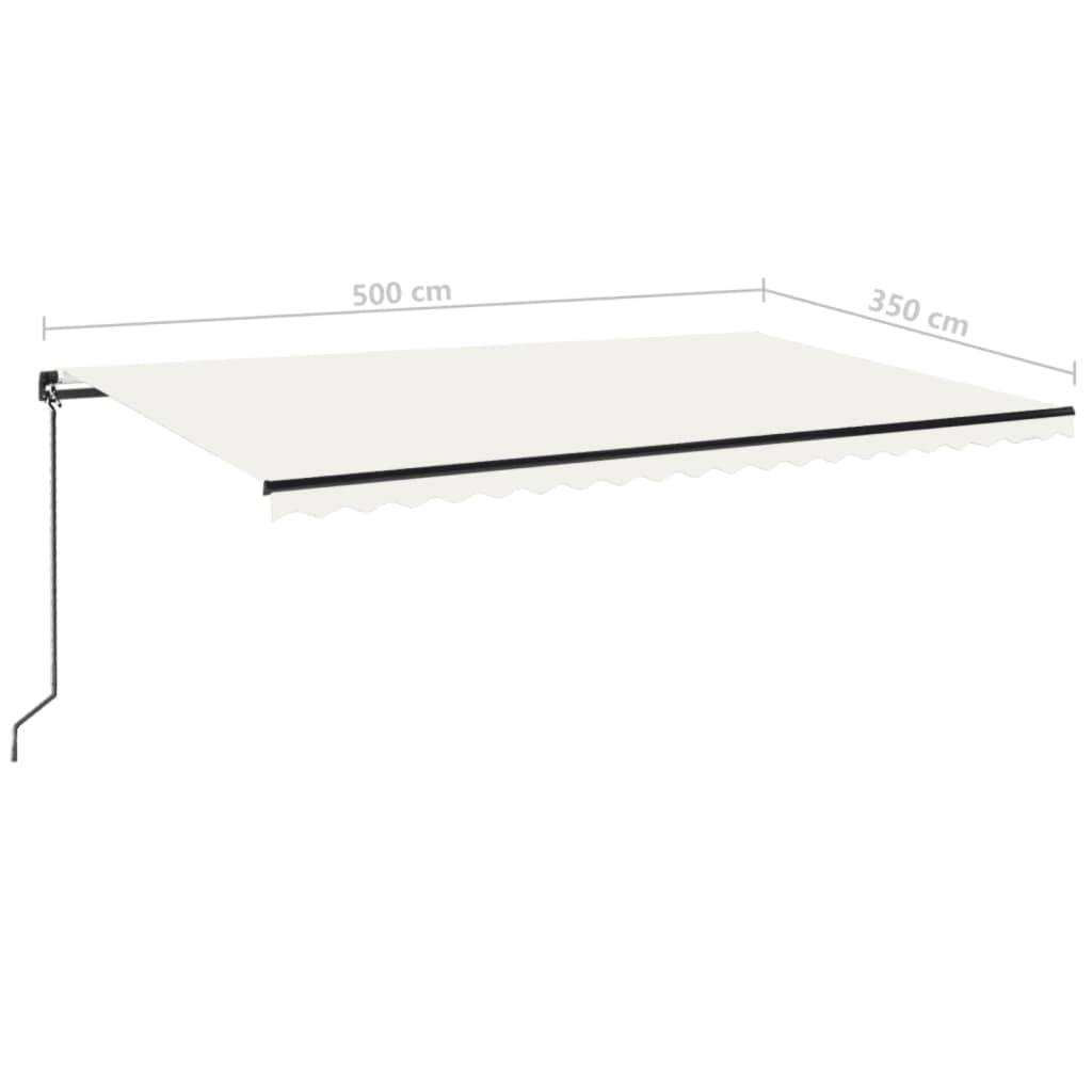 vidaXL Markise Manuell Einziehbar mit LED 500x350 cm Creme