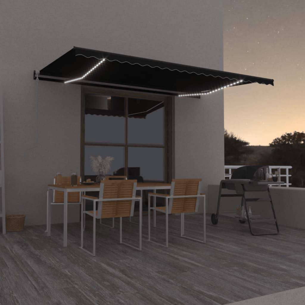 vidaXL Automatische Markise mit LED & Windsensor 500x350 cm Anthrazit
