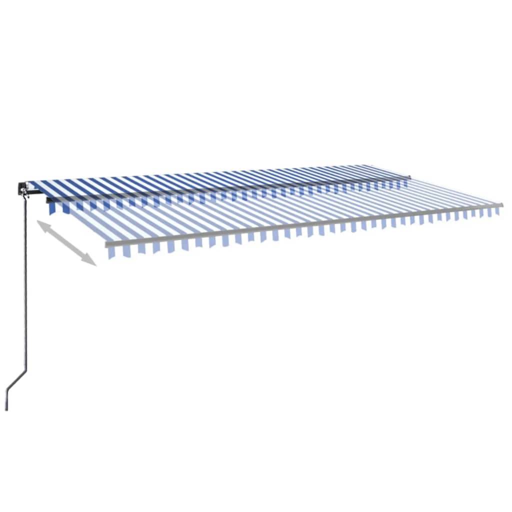 vidaXL Markise Manuell Einziehbar mit LED 600x350 cm Blau und Weiß