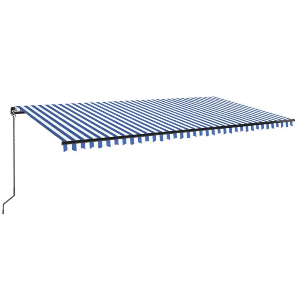 vidaXL Markise Manuell Einziehbar mit LED 600x350 cm Blau und Weiß
