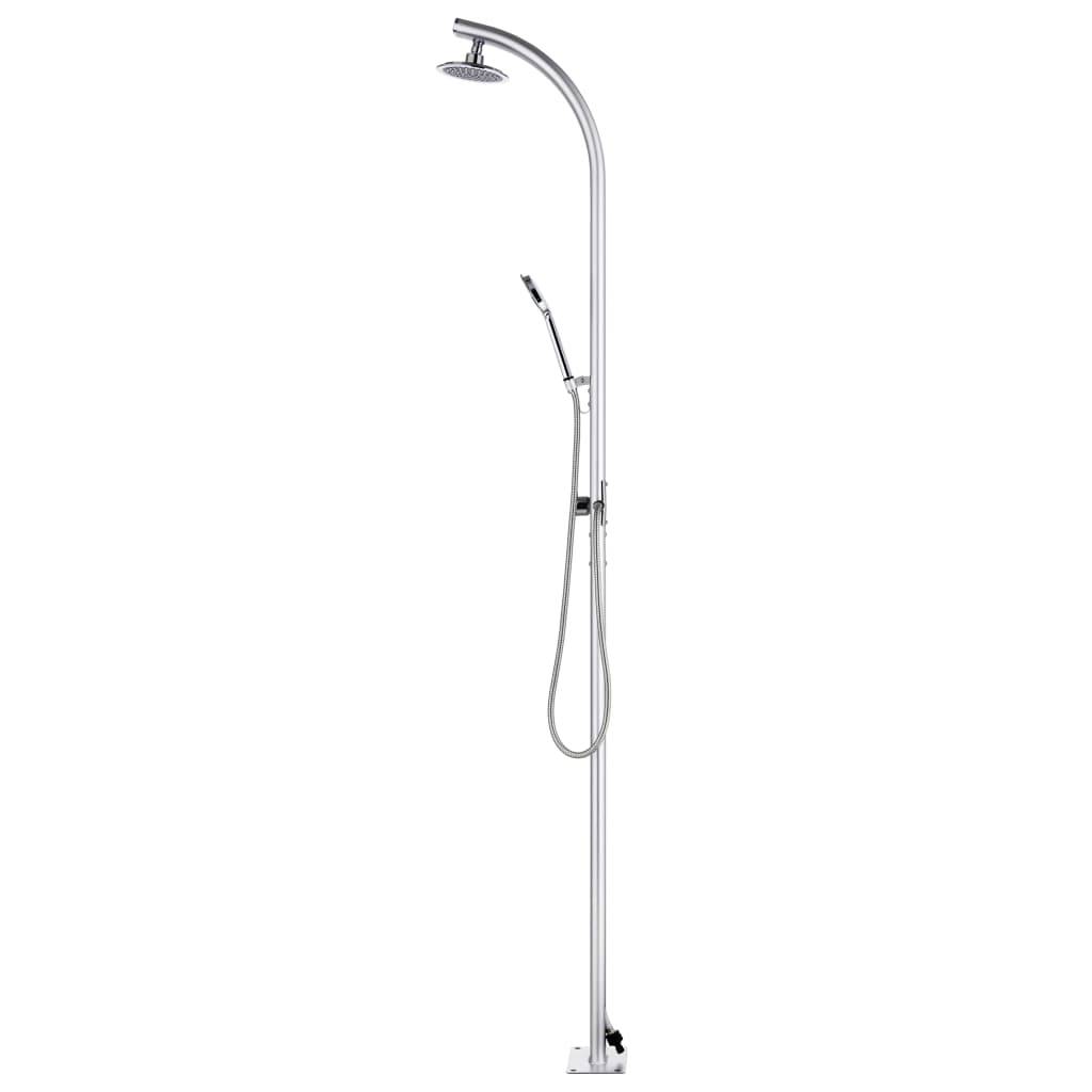 vidaXL Gartendusche mit Grauer Bodenplatte 220 cm Aluminium