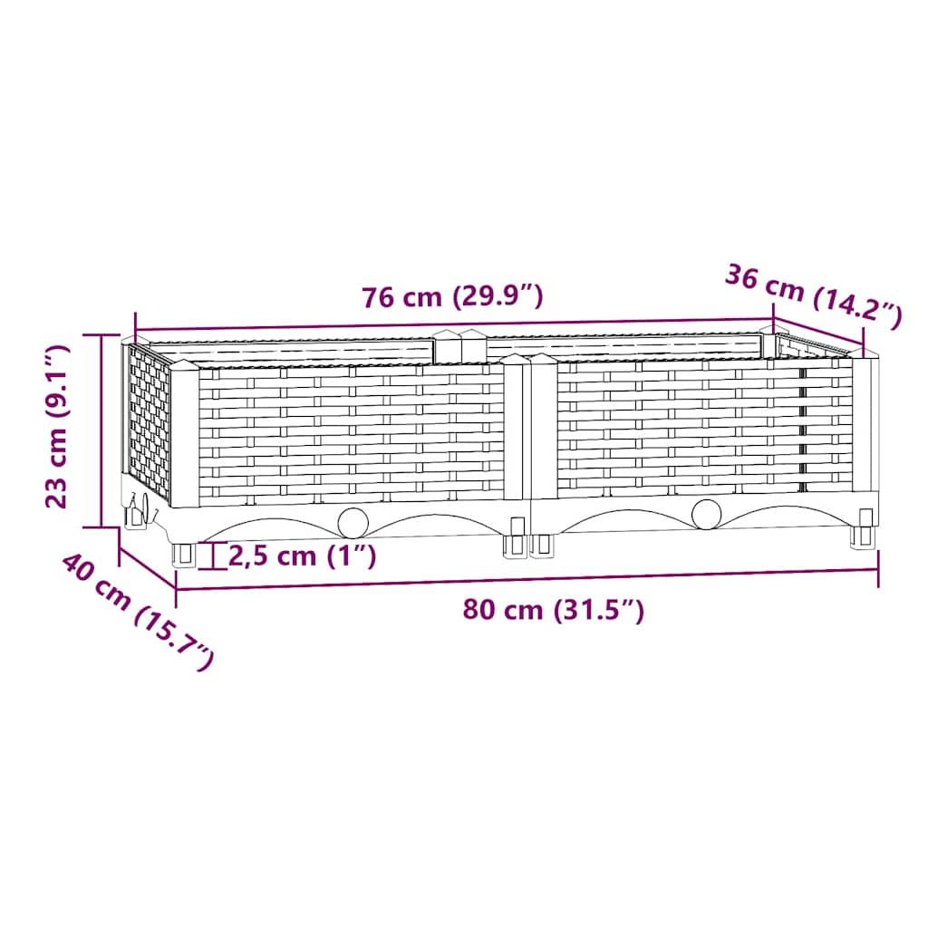 vidaXL Hochbeet 80x40x23 cm Polypropylen