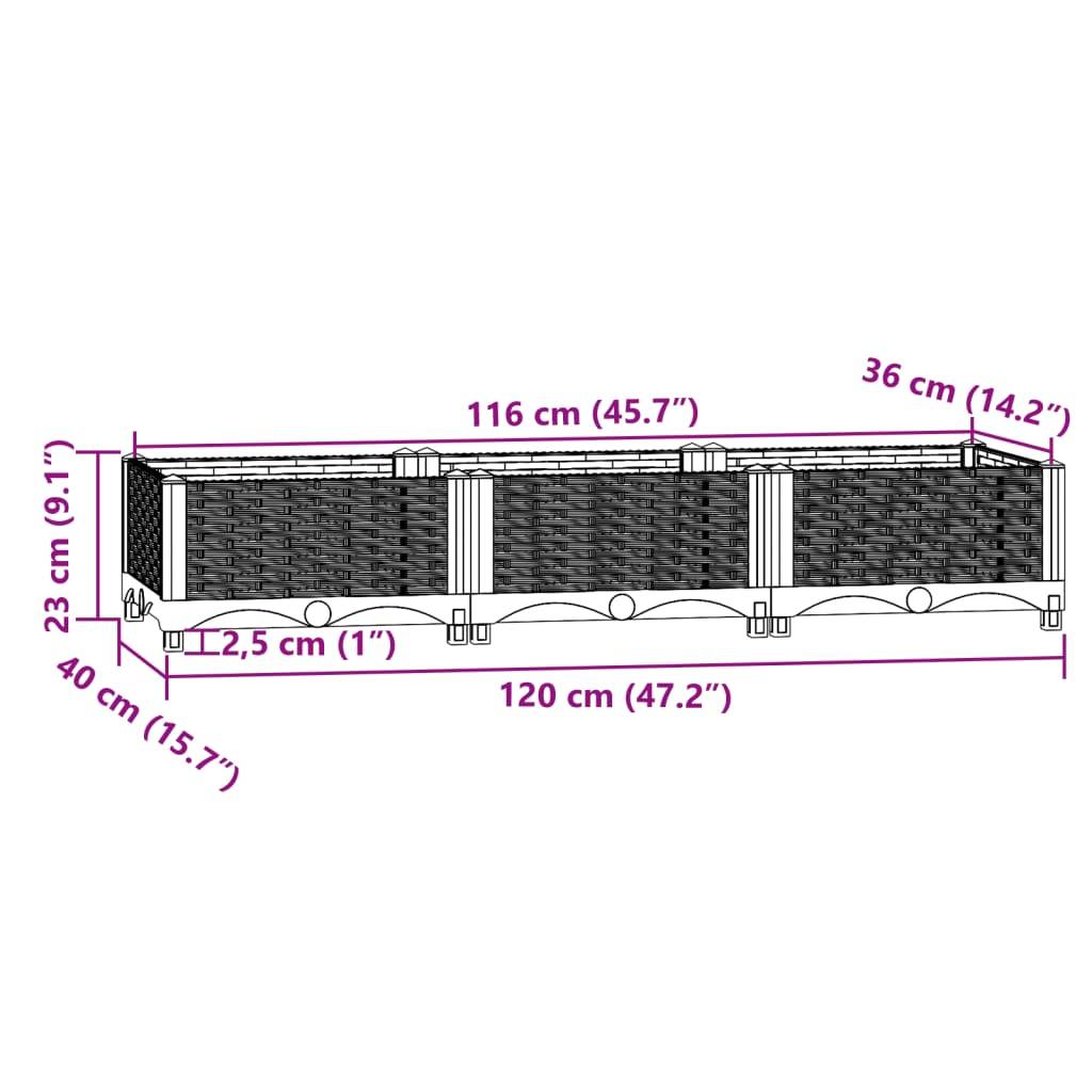 vidaXL Hochbeet 120x40x23 cm Polypropylen