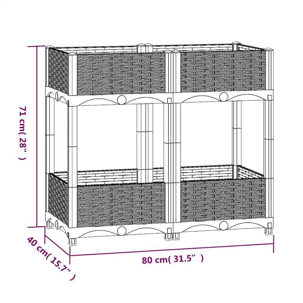 vidaXL Hochbeet 80x40x71 cm Polypropylen