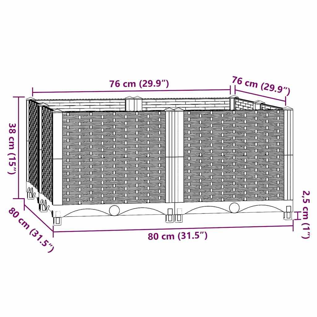vidaXL Hochbeet 80x80x38 cm Polypropylen