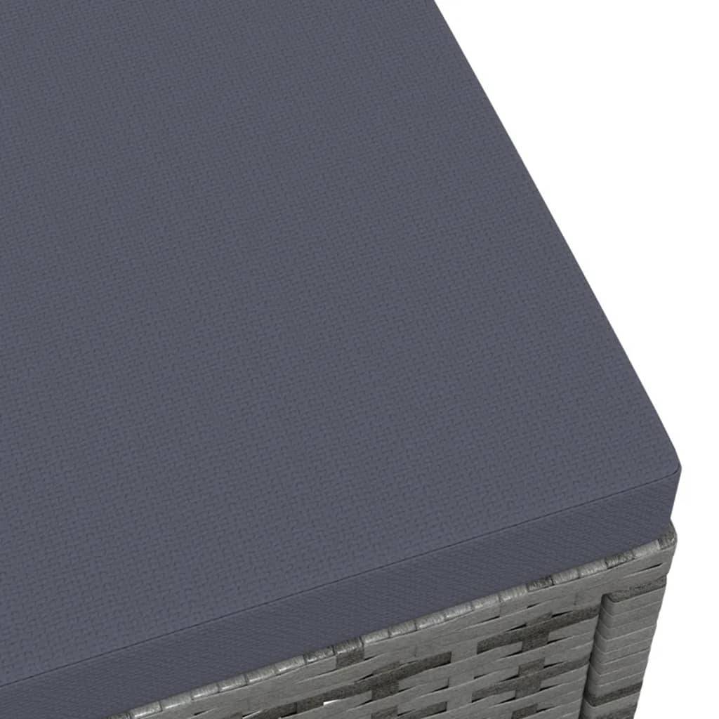 vidaXL Outdoor-Fußhocker mit Kissen Grau Polyrattan