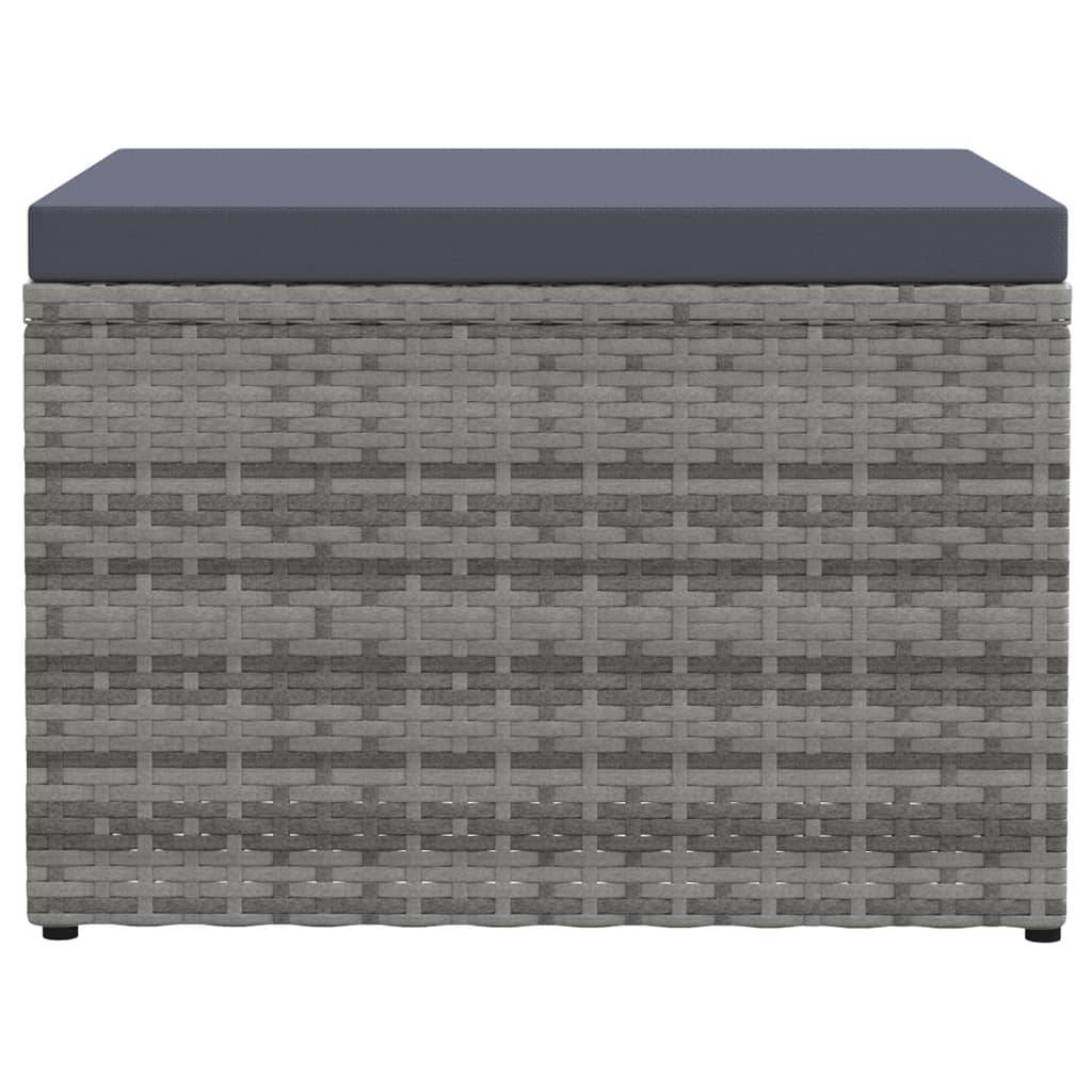 vidaXL Outdoor-Fußhocker mit Kissen Grau Polyrattan