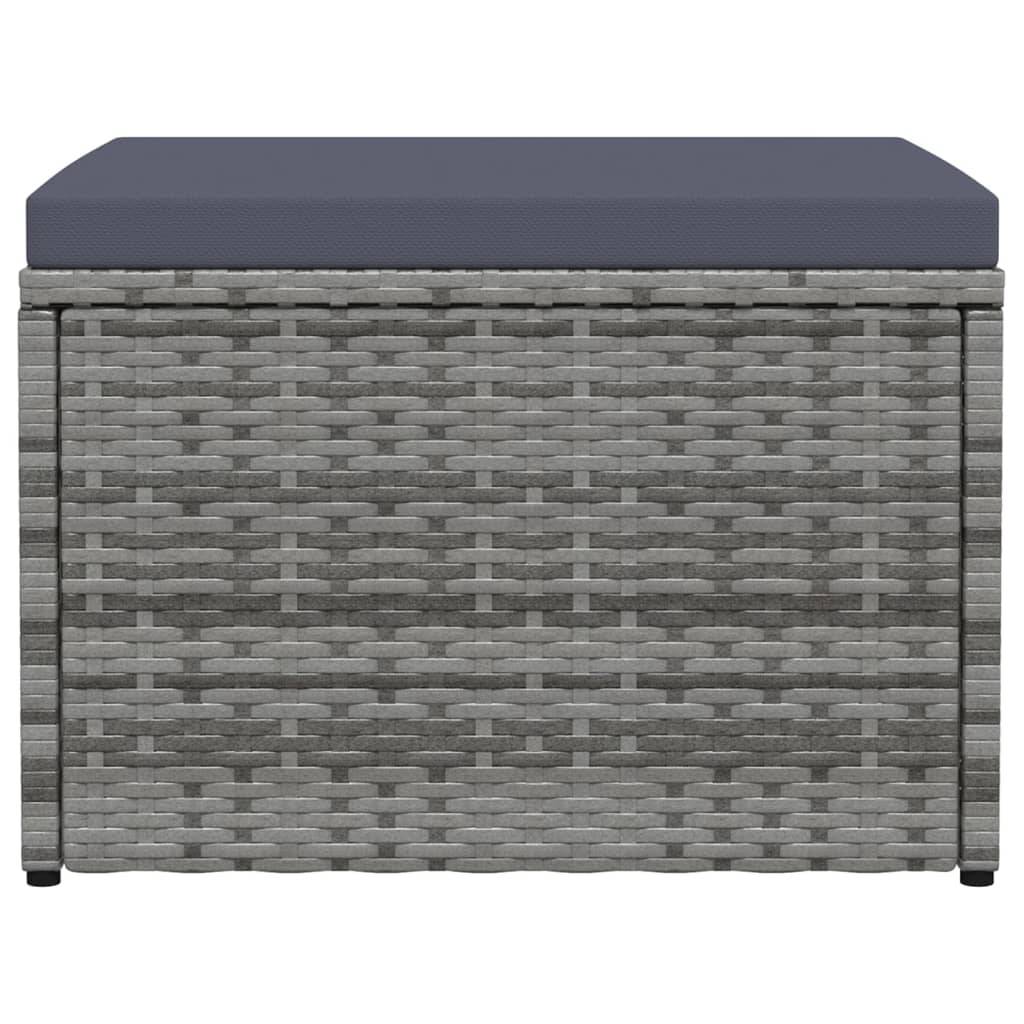 vidaXL Outdoor-Fußhocker mit Kissen Grau Polyrattan