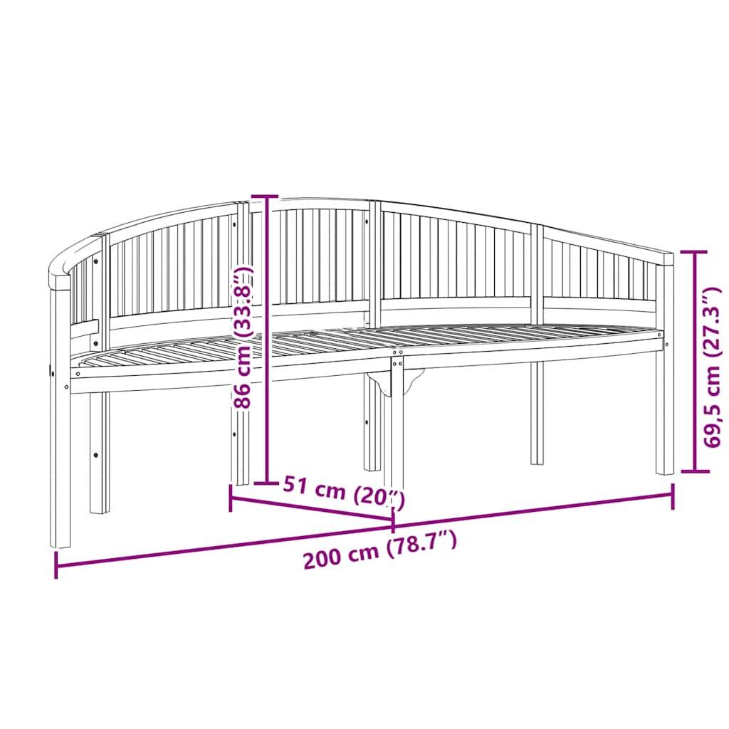 vidaXL Bananenbank 200 cm Massivholz Teak