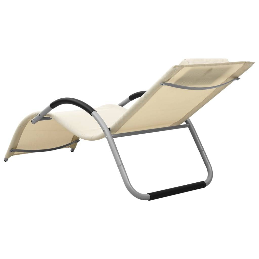 vidaXL Sonnenliege Textilene Creme und Grau