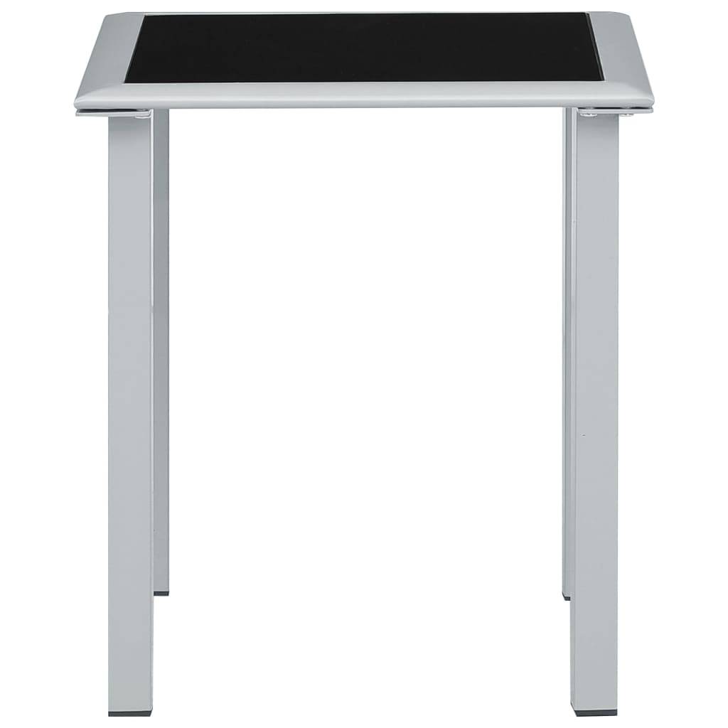 vidaXL Gartentisch Schwarz und Silbern 41x41x45 cm Stahl und Glas