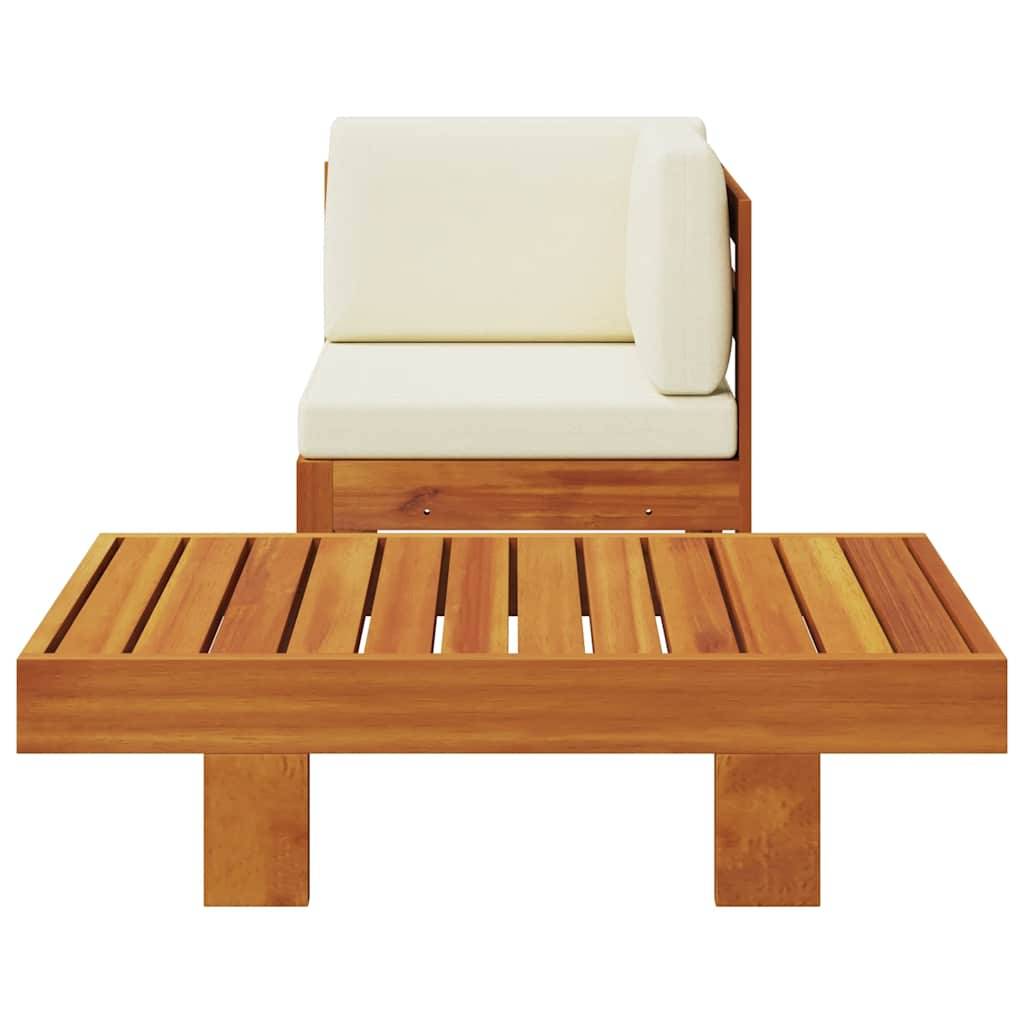 vidaXL 2-tlg. Garten-Lounge-Set mit Cremeweißen Kissen Akazienholz