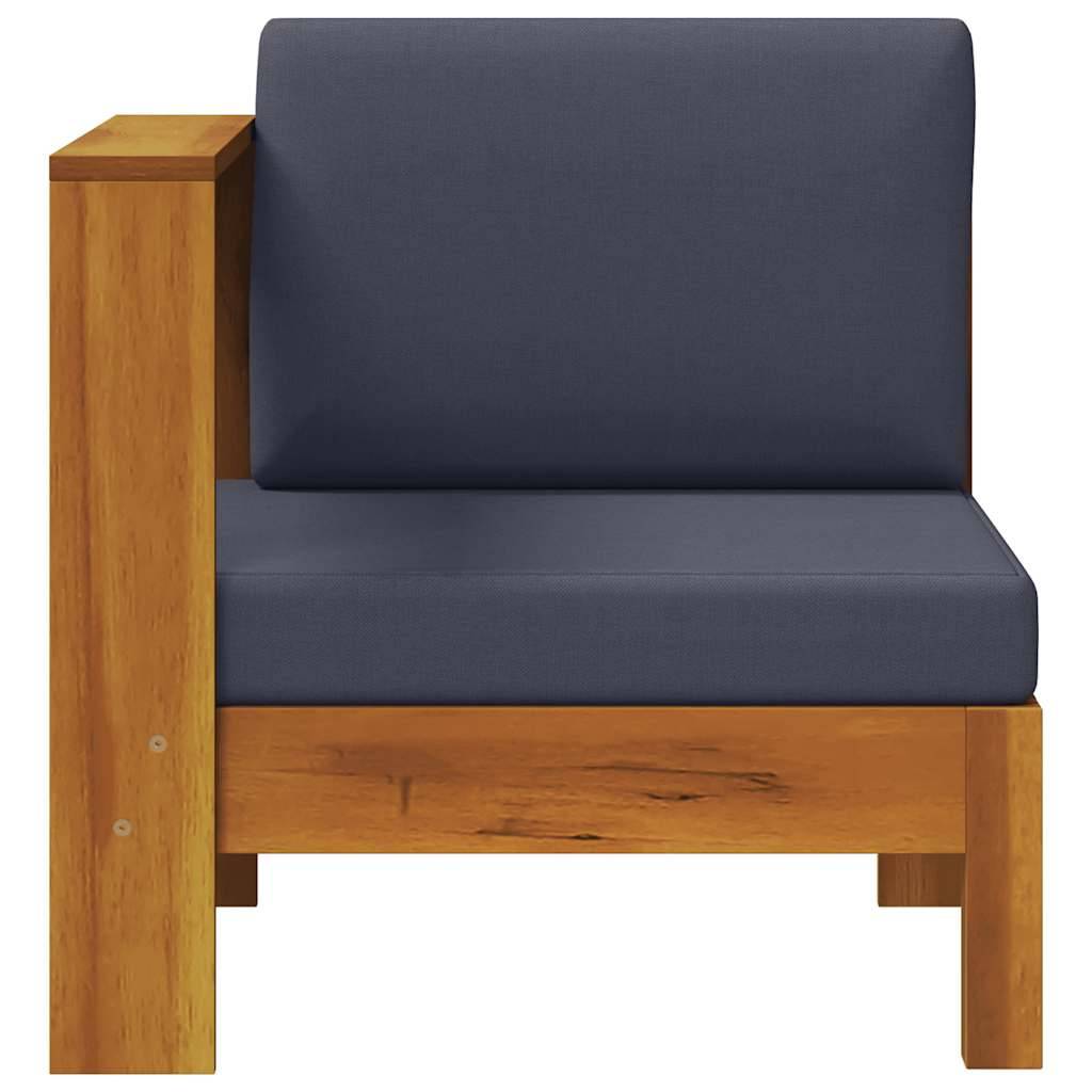 vidaXL Mittelsofa mit 1 Armlehne Dunkelgrau Massivholz Akazie