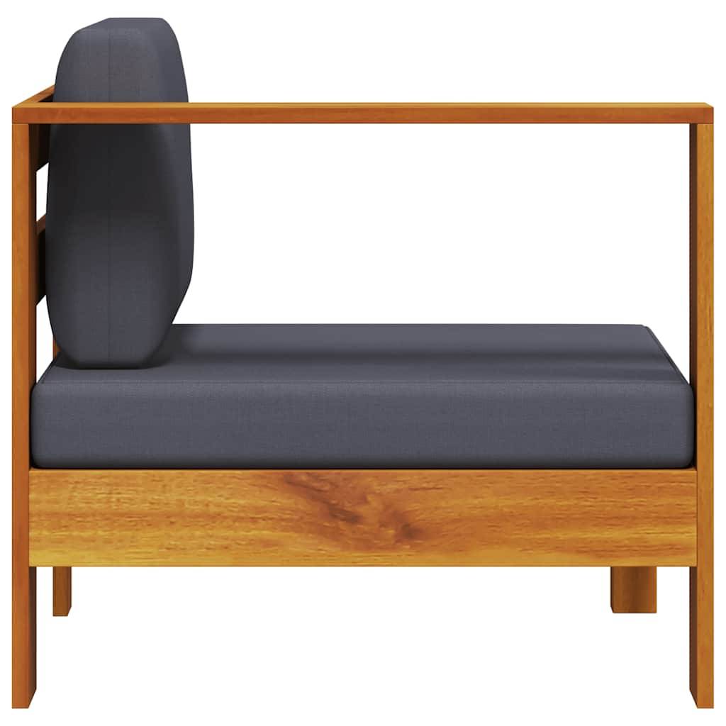 vidaXL Mittelsofa mit 1 Armlehne Dunkelgrau Massivholz Akazie