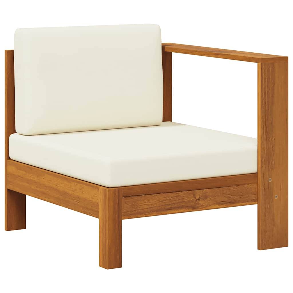 vidaXL Mittelsofa mit 1 Armlehne Cremeweiß Massivholz Akazie