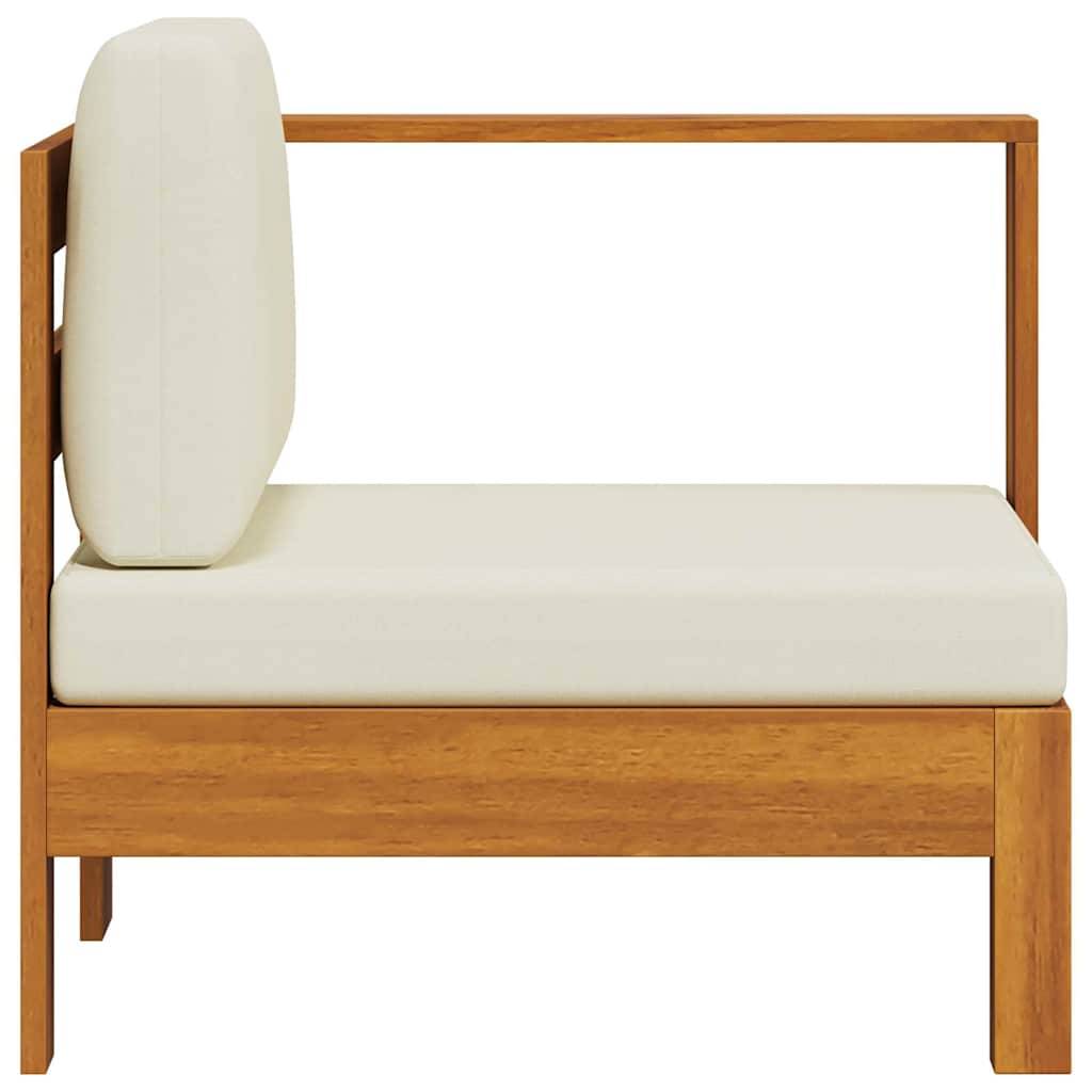 vidaXL Mittelsofa mit 1 Armlehne Cremeweiß Massivholz Akazie