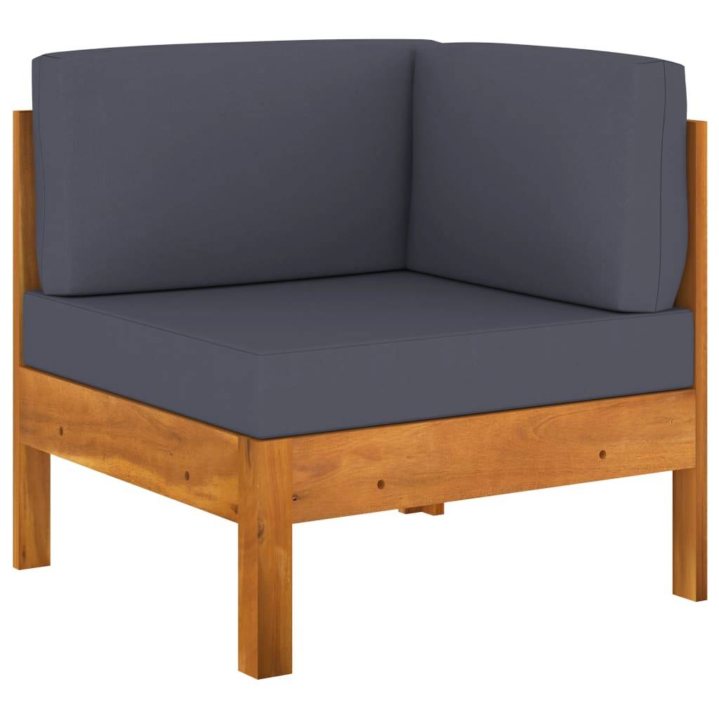 vidaXL Ecksofa mit Dunkelgrauen Kissen Massivholz Akazie