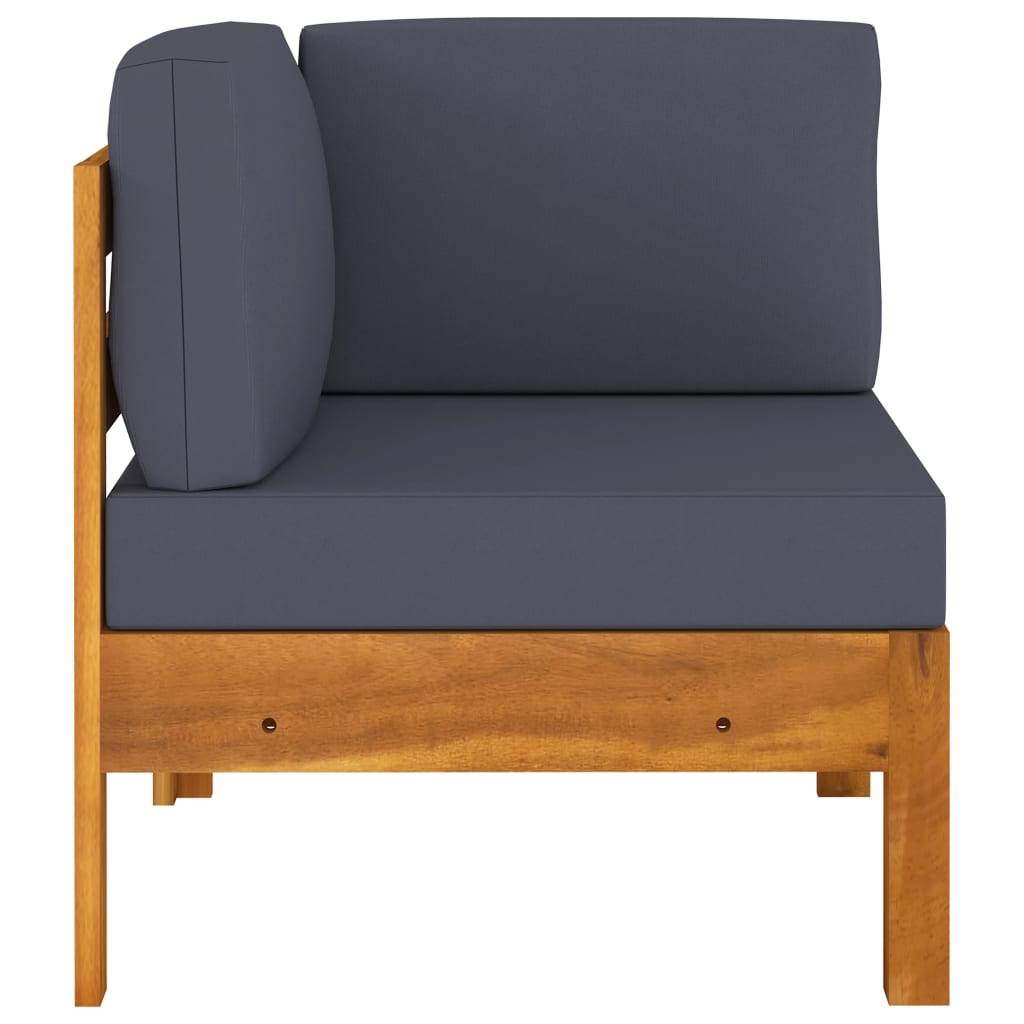 vidaXL Ecksofa mit Dunkelgrauen Kissen Massivholz Akazie