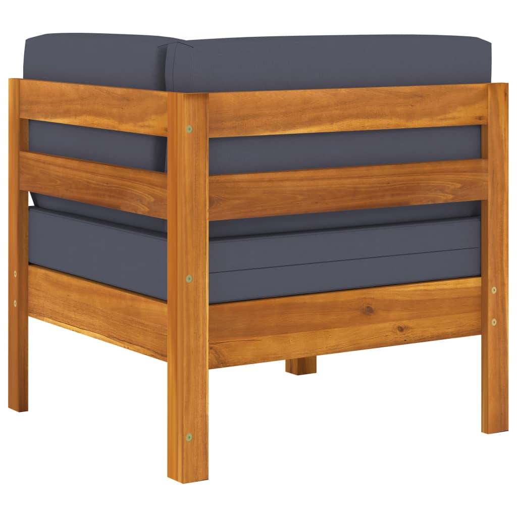 vidaXL Ecksofa mit Dunkelgrauen Kissen Massivholz Akazie