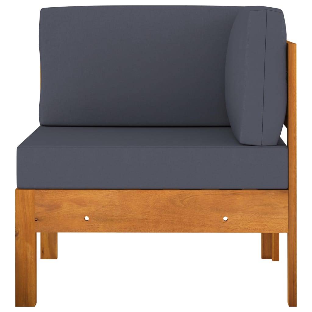 vidaXL Ecksofa mit Dunkelgrauen Kissen Massivholz Akazie
