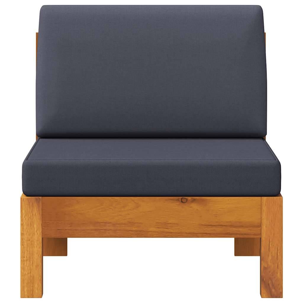 vidaXL Mittelsofa mit Dunkelgrauen Kissen Massivholz Akazie