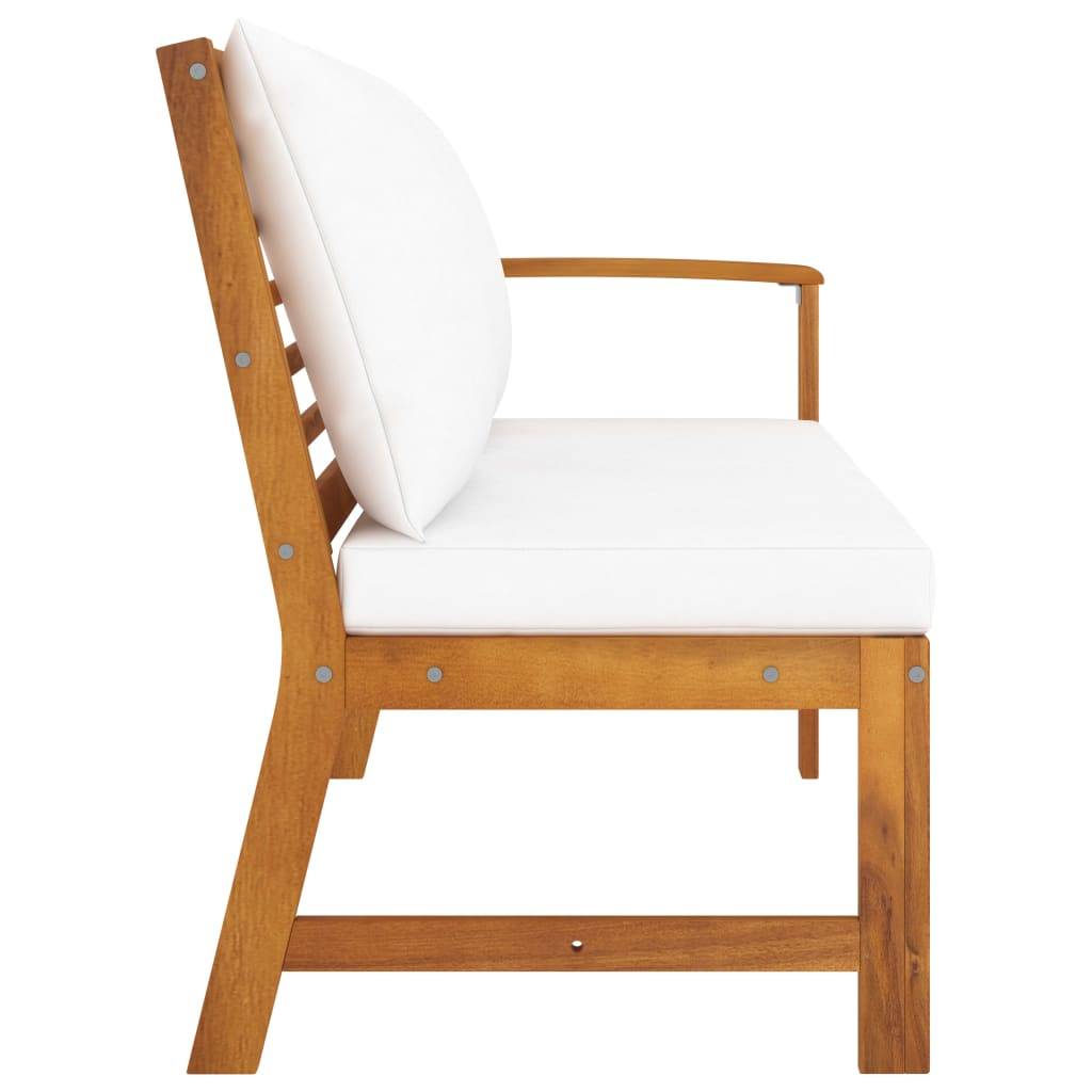 vidaXL Gartenbank 114,5 cm mit Creme Kissen Massivholz Akazie