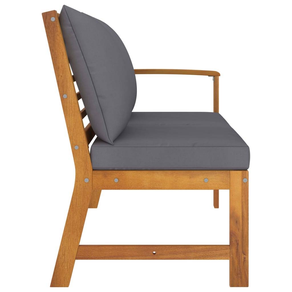 vidaXL Gartenbank 114,5 cm mit Dunkelgrauem Kissen Massivholz Akazie