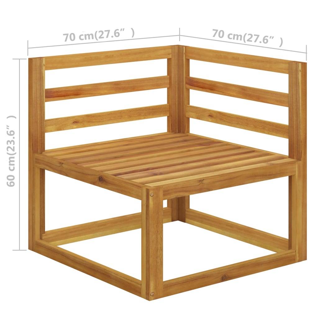 vidaXL Modular-Ecksofa mit Dunkelgrauen Kissen Akazie Massivholz