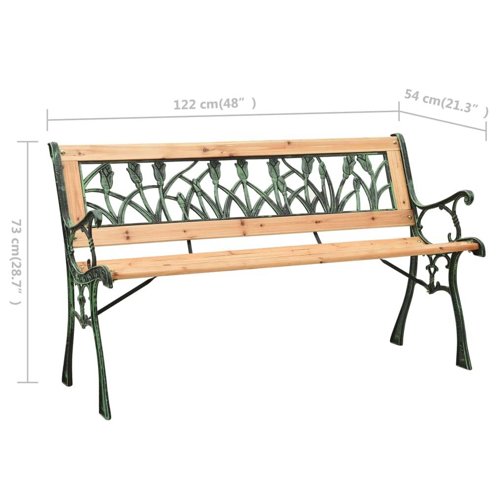 vidaXL Gartenbank 122 cm Gusseisen und Massivholz Tanne