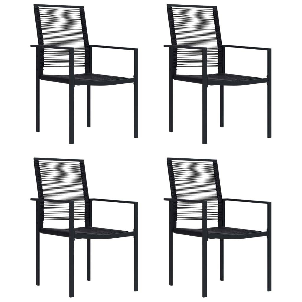 vidaXL Gartenstühle 4 Stk. PVC Rattan Schwarz