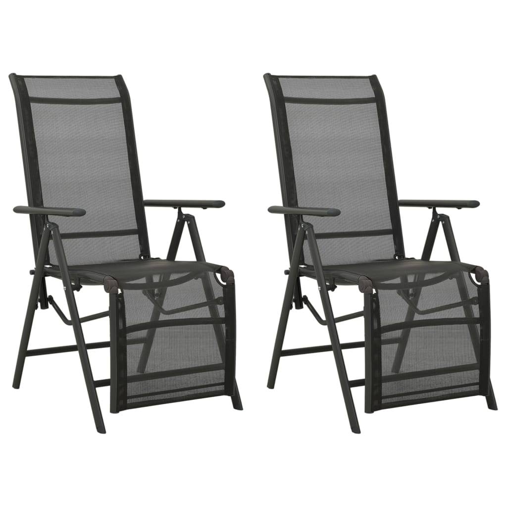 vidaXL Garten-Liegestühle 2 Stk. Textilene und Aluminium Schwarz