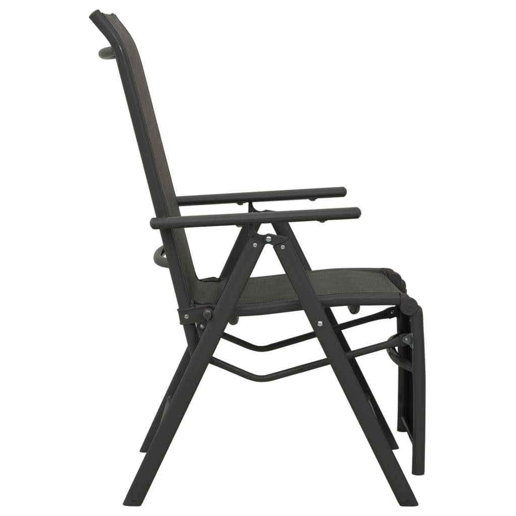 vidaXL Garten-Liegestühle 2 Stk. Textilene und Aluminium Schwarz