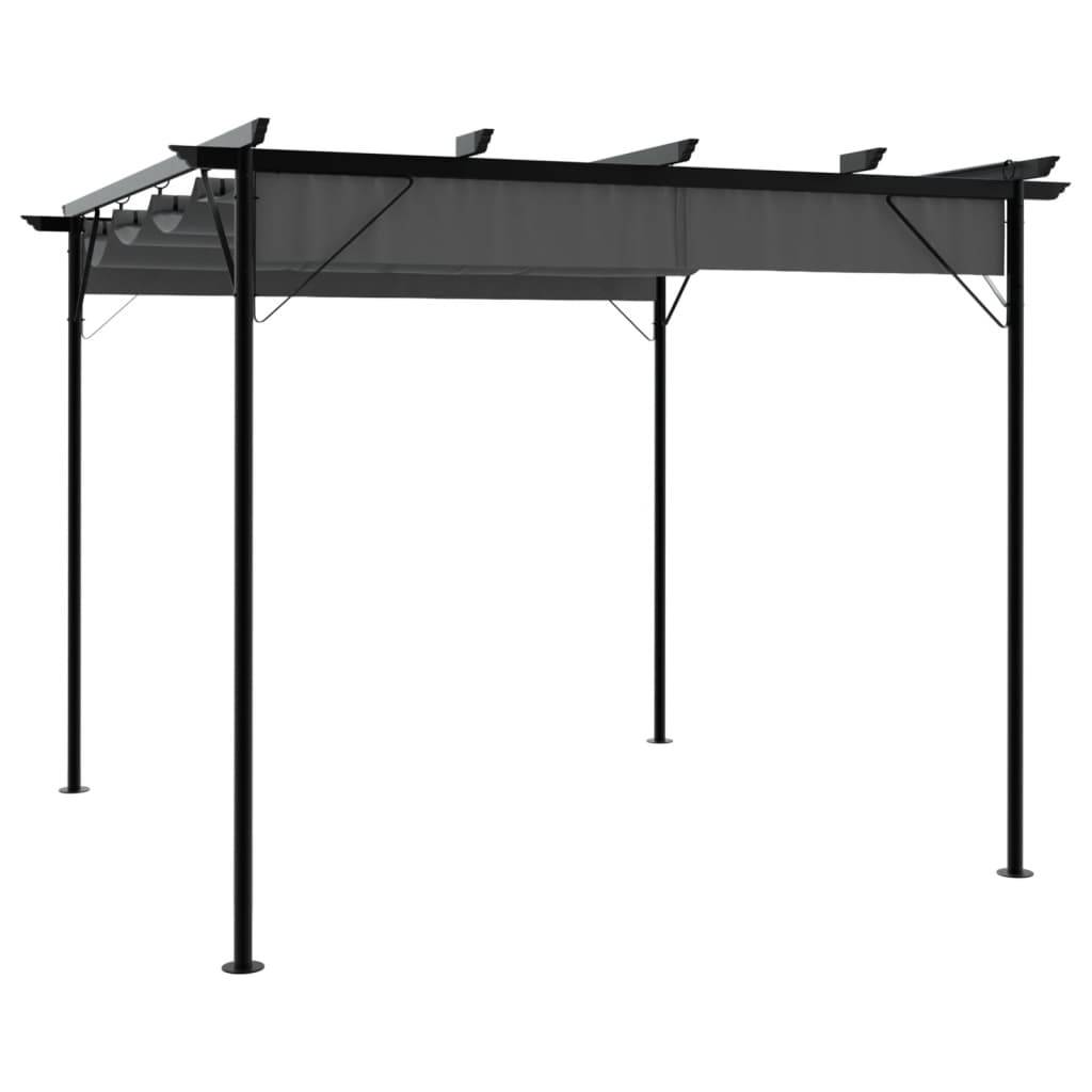vidaXL Pergola mit Ausziehbarem Dach Anthrazit 3x3 m Stahl 180 g/m²