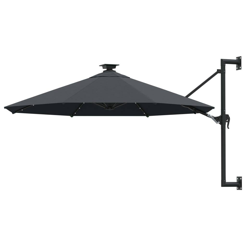vidaXL Sonnenschirm zur Wandmontage mit LEDs 300 cm Anthrazit