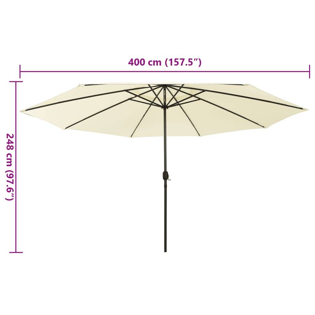 vidaXL Sonnenschirm mit LED-Beleuchtung 400 cm Sandweiß
