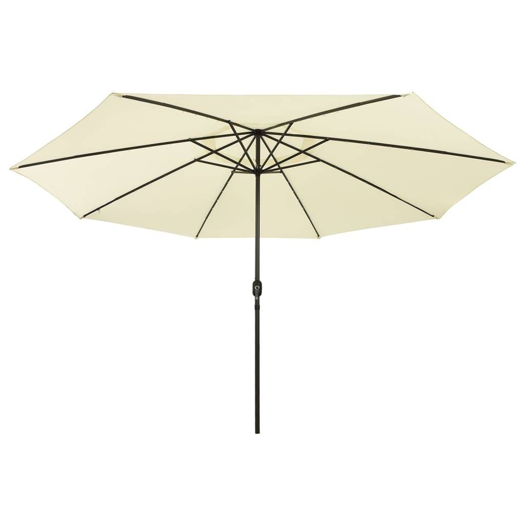 vidaXL Sonnenschirm mit LED-Beleuchtung 400 cm Sandweiß