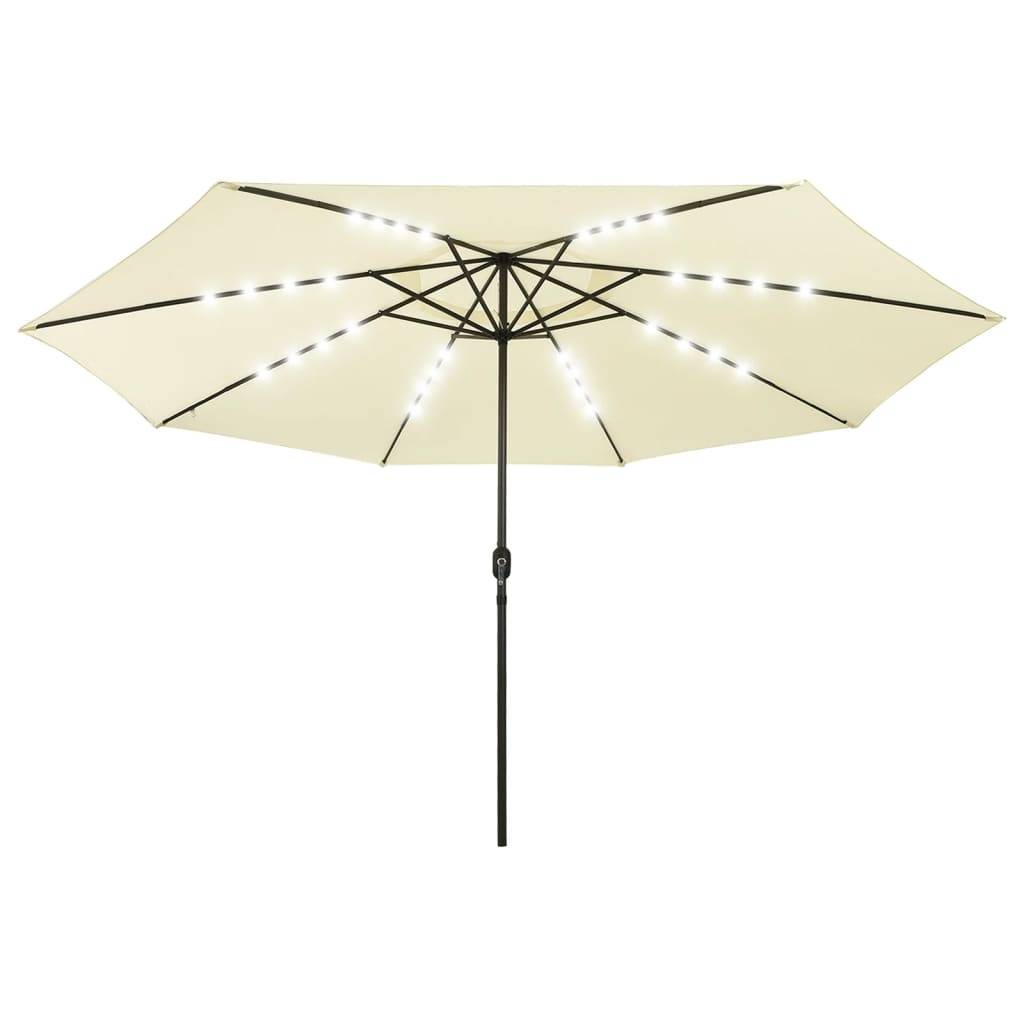 vidaXL Sonnenschirm mit LED-Beleuchtung 400 cm Sandweiß